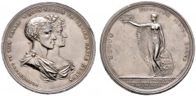 Dänemark. Frederik VI. 1808-1839. Silbermedaille 1815 von C.A. Möller und H.E. Freund, auf die Krönung des Königspaares in Frederiksborg. Die drapiert...