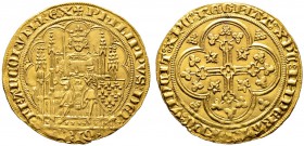 Frankreich-Königreich. Philipp VI. von Valois 1328-1350. Ecu d'or á la chaise o.J. (1343). 2. Emission. Von vorn thronender König mit Zepter und Wappe...