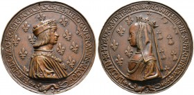 Frankreich-Königreich. Louis XII. 1498-1515. Bronzegussmedaillon 1499 von Nicolas Leclerc und Jean de Saint-Priest - gestiftet von der Stadt Lyon. +FE...