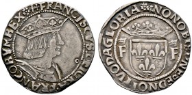 Frankreich-Königreich. Francois I. 1515-1547. Demi Teston o.J. -Lyon-. 12e type. Gekröntes Brustbild nach rechts / Gekrönter Wappenschild zwischen gek...