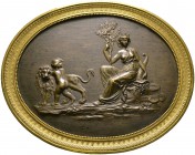 Frankreich-Königreich. Bonaparte, 1. Konsul 1799-1804. Querovale Bronzeplakette o.J. (um 1800) unsigniert. Eine sitzende Stadtgöttin mit Mauerkrone un...