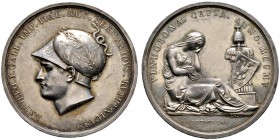 Frankreich-Königreich. Napoleon I. 1804-1815. Silbermedaille 1805 von Manfredini, auf die Einnahme von Wien. Büste mit antikem Schlangenhelm nach link...