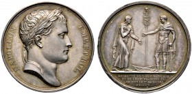 Frankreich-Königreich. Napoleon I. 1804-1815. Silbermedaille 1805 von Andrieu, auf die Zusammenkunft mit Franz I. von Österreich in Urschitz. Belorbee...