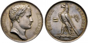 Frankreich-Königreich. Napoleon I. 1804-1815. Silbermedaille 1814 von Andrieu und Brenet, auf die im Februar erzielten Siege. Belorbeerte Büste nach r...