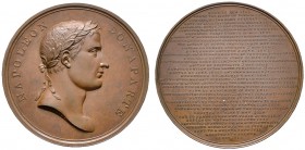 Frankreich-Königreich. Napoleon I. 1804-1815. Bronzemedaille 1815 von Halliday, auf seine Ankunft auf St. Helena. Belorbeerte Büste nach rechts / Biog...