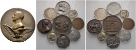 Frankreich-Königreich. Napoleon I. 1804-1815. Lot (10 Stücke): Zinnmedaille 1798 auf Nelsons Seesieg bei Aboukir (33 mm); Oktogonale Silber­medaille 1...