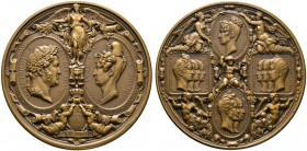 Frankreich-Königreich. Louis Philippe 1830-1848. Bronzemedaille 1833 von Barré, auf den Besuch der königlichen Familie in der Münzstätte Paris. Geflüg...