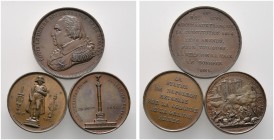 Frankreich-Königreich. Louis Philippe 1830-1848. Lot (3 Stücke): Bronzemedaille o.J. von Depaulis. Suitenmedaille auf König Louis Philippe (30 mm), Br...