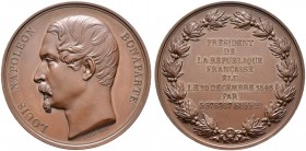 Frankreich-Königreich. Louis Napoleon, President 1848-1852. Bronzemedaille 1850 von Barré, auf seine siegreiche Wahl zum Präsidenten mit ca. 5,5 Mio S...