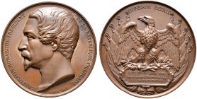 Frankreich-Königreich. Louis Napoleon, President 1848-1852. Bronzemedaille 1852 von Borrel, auf die Übergabe der Fahnen an die Nationalgarde am 15. Au...