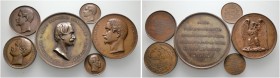 Frankreich-Königreich. Louis Napoleon, President 1848-1852. Lot (6 Stücke): 2x Bronzemedaille 1848 auf seine Präsidentenwahl (64 mm bzw. 37mm; jeweils...