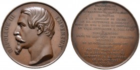 Frankreich-Königreich. Napoleon III. 1852-1870. Bronzemedaille 1854 von Chabaud, auf den Tod des Marschalls de Saint-Arnaud. Bloße Büste des Kaisers n...