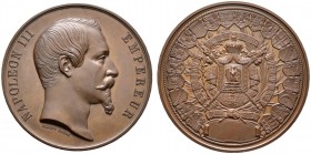 Frankreich-Königreich. Napoleon III. 1852-1870. Bronzene Prämienmedaille 1855 von Barré, der Weltausstellung in Paris. Wie vorher. Page-Divo/Divo 234,...