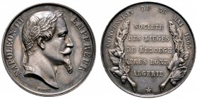 Frankreich-Königreich. Napoleon III. 1852-1870. Silbermedaille 1863 von Barré, auf die Siedlungsgründung bei Bone (Algerien). Belorbeerte Büste nach r...