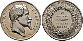 Frankreich-Königreich. Napoleon III. 1852-1870. Silberne Prämienmedaille 1866 von Barré, des Ministeriums für Landwirtschaft, Handel und öffentlicher ...