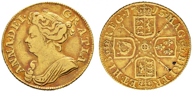Großbritannien. Anne 1702-1714. Guinea 1713. Spink 3574, Fr. 320. 8,34 g
feine G...