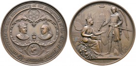 Großbritannien. Victoria 1837-1901. Große Bronzemedaille 1889 von A. Kirkwood und Sohn, auf das 700-jährige Stadtjubiläum von London. In einer geschmü...