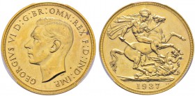Großbritannien. George VI. 1937-1953. 2 Pounds 1937. Wie vorher. Spink 4075, Fr. 410, Schl. 655. 14,64 g Feingold. In Plastikholder (slapped) von PCGS...