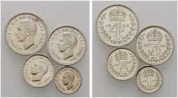 Großbritannien. George VI. 1937-1953. 4 tlg. Maundy Set 1949. Bestehend aus Fourpence, Threepence, Twopence und Penny. Spink 4096.
feine Patina, Stemp...
