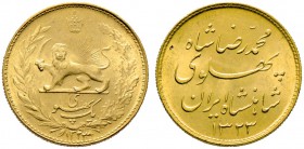 Iran-Pahlavi-Dynastie. Mohammad Reza Pahlavi Shah SH 1320-1358/AD 1941-1979. Pahlevi SH 1323 (1944) -Teheran-. KM 1148, Fr. 97. 8,16 g
vorzüglich-präg...