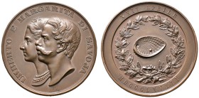 Italien-Königreich. Victor Emanuel II. 1861-1878. Bronzemedaille 1868 von D. Canzani, auf die Vermählung seines Sohnes Umberto (ab 1878 als Umberto I....