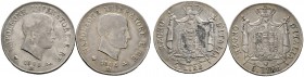 Italien-Königreich Napoleons. Lot (2 Stücke): 5 Lire 1808 -Mailand-. Pagani 26, Dav. 202.
feine Patina, sehr schön-vorzüglich, sehr schön