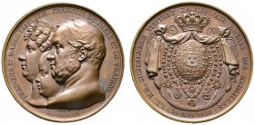 Italien-Neapel und Sizilien. Franz I. 1825-1830. Bronzemedaille 1830 von J.J. Barré, auf die Visite in der Königlichen Münze während seines Besuchs in...