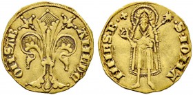 Italien-Savoyen. Amedeo VI. 1343-1383. Fiorino d'oro o.J. AMED C-OM SAB. Florentiner Lilie / S IOHA-NNES B.+. Hl. Johannes von vorn stehend. CNI - vgl...