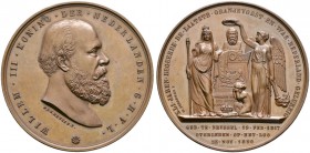 Niederlande-Königreich. Willem III. 1849-1890. Bronzemedaille 1890 von J.P. Menger, auf seinen Tod. Büste nach rechts / Die Personifikation der Nieder...