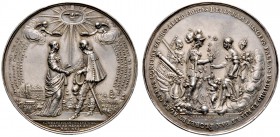 Niederlande-Nassau-Oranien. Friedrich Heinrich 1625-1647. Silbermedaille 1642 von Sebastian Dadler, auf die Begrüßung von Maria Henriette Stuart in De...