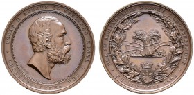 Norwegen. Oskar II. 1872-1907. Bronzemedaille 1892 von Throndsen, auf die 9. Nordische Landwirtschaftsausstellung in Christiana (Oslo). Kopf des König...