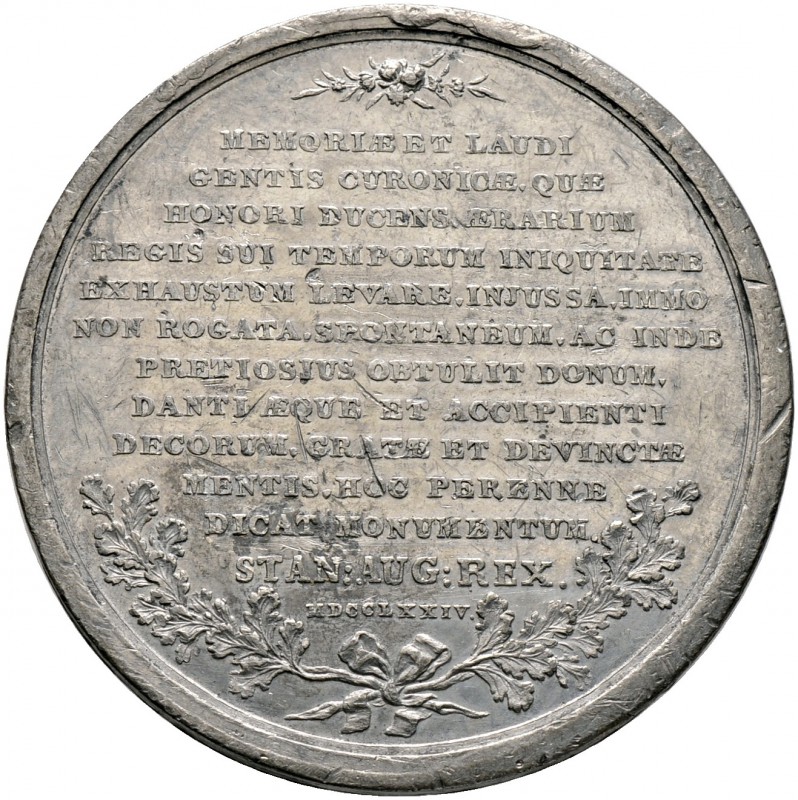 Polen. Stanislaus August 1763-1795. Einseitige Zinnmedaille 1774 von J.P. Holzhä...