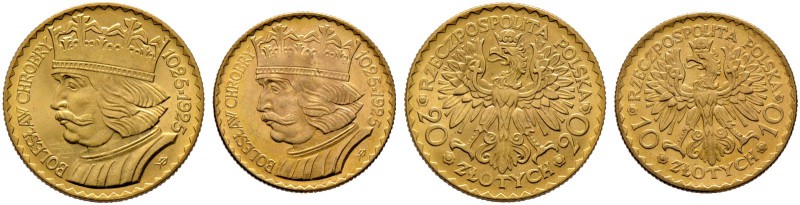 Polen. Republik. Set (2 Stücke): 20 Zlotych und 10 Zlotych 1925. 900 Jahre Polen...
