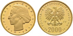 Polen. Republik. 2.000 Zlotych 1977. Frederik Chopin. Fr. 119, Schl. 43. 8,05 g
Polierte Platte