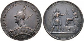 Russland. Nikolaus I. 1825-1855. Bronzemedaille 1834 von Ljalin (nach einem Entwurf von Tolstoi), auf das Aufgebot des nationalen Landsturms. Brustbil...
