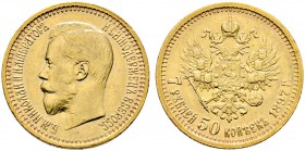 Russland. Nikolaus II. 1894-1917. 7,5 Rubel 1897 -St. Petersburg-. Bitkin 17, Uzdenikov 324, Fr. 178. 6,45 g
sehr schön