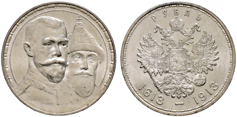 Russland. Nikolaus II. 1894-1917. Rubel 1913 -St. Petersburg-. Auf die 300-Jahrf...