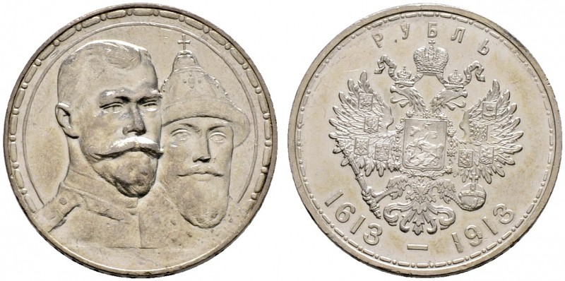 Russland. Nikolaus II. 1894-1917. Rubel 1913 -St. Petersburg-. Auf die 300-Jahrf...