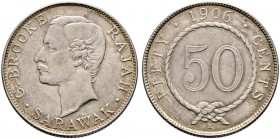 Sarawak. 50 Cents 1906 H. Charles J. Brooke Rajah. KM 11.
selten, sehr schön-vorzüglich
