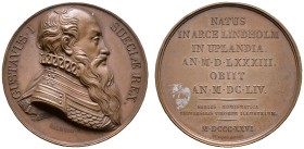 Schweden. Gustav I. Wasa 1523-1560. Postume Bronzemedaille 1826 von Salmson, aus der Durand'schen Medaillensuite "Virorum Illustrium". Geharnischtes B...