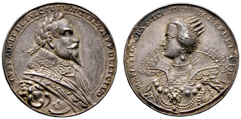 Schweden. Gustav II. Adolf 1611-1632. Silbergussmedaille o.J. (Anfang 17. Jh.) u...
