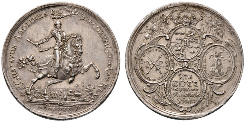 Schweden. Gustav II. Adolf 1611-1632. Silbermedaille 1631 von Jean Gentil (Paris...