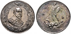 Schweden. Gustav II. Adolf 1611-1632. Silbermedaille 1632 von Sebastian Dadler, auf seinen Tod in der Schlacht bei Lützen. Brustbild des Königs mit br...