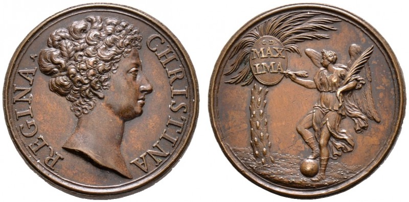 Schweden. Christina 1632-1654. Bronzemedaille o.J. (1680) von Giovanni Hamerani ...