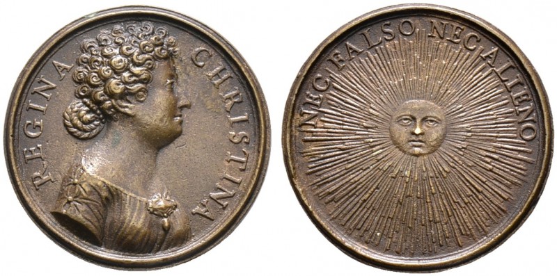 Schweden. Christina 1632-1654. Bronzegussmedaille o.J. (um 1681) von Giovanni Ba...