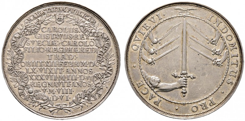 Schweden. Karl X. Gustav (von Pfalz-Zweibrücken) 1654-1660. Silbermedaille im Ge...