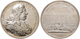 Schweden. Karl X. Gustav (von Pfalz-Zweibrücken) 1654-1660. Große Silbermedaille o.J. (1694) von Arvid Karlsteen, zur Erinnerung an den Zug des schwed...