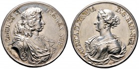 Schweden. Karl XI. 1660-1697. Silbermedaille o.J. (1680) von Anton Meybusch, auf die Hochzeit des schwedischen Königs mit Ulrika Eleonora von Dänemark...