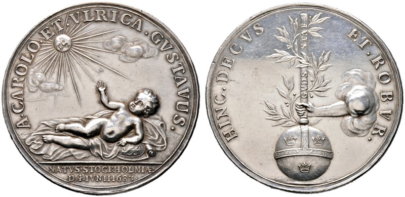 Schweden. Karl XI. 1660-1697. Silbermedaille 1683 von Arvid Karlsteen, auf die G...