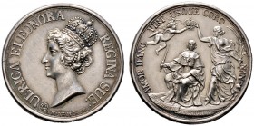 Schweden. Ulrika Eleonora 1718-1720, Prinzessin von Dänemark, Gemahlin König Karl I. Silbermedaille 1680 von Anton Meybusch, auf ihre Krönung zur schw...